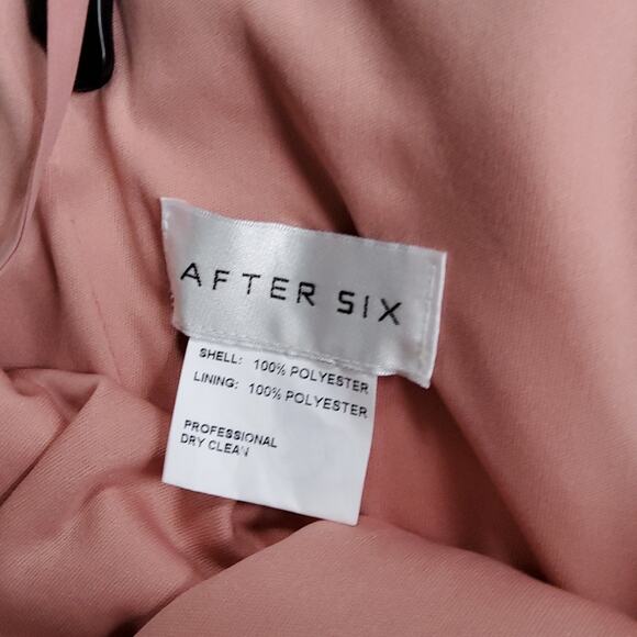 After Six Women's One-Shoulder Chiffon Gown with Thigh High Slit Desert Rose - Picture 7 of 8